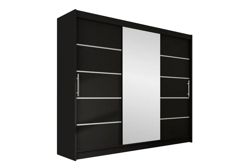 Sia Garderobe med Spejl 250x215 cm, Sort