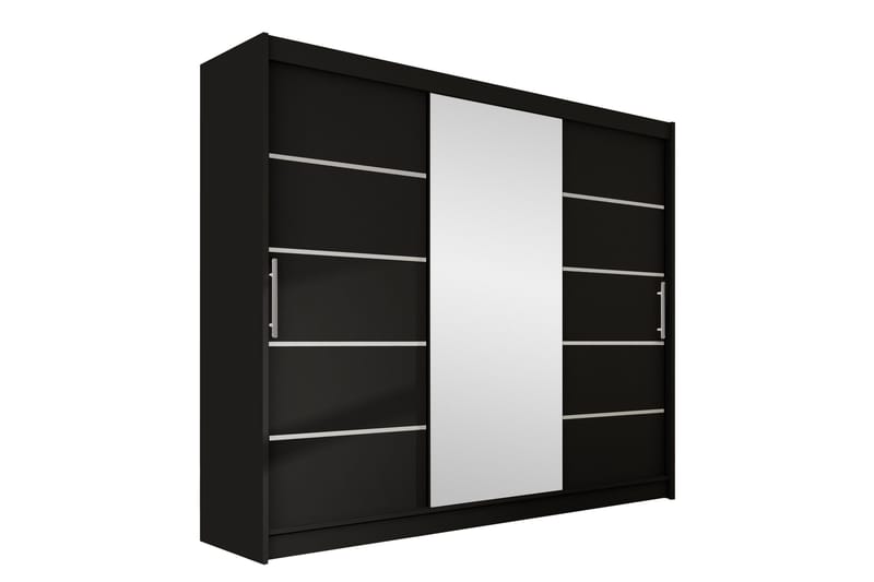 Sia Garderobe med Spejl 250x215 cm, Sort