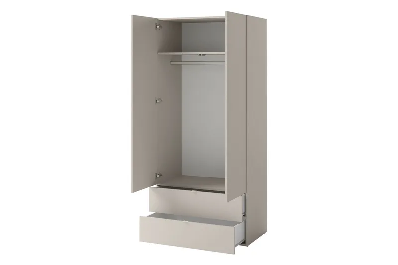 Sigmana Garderobe 90x201 cm - Lysegrå - Opbevaring - Tøjopbevaring - Garderobeskabe