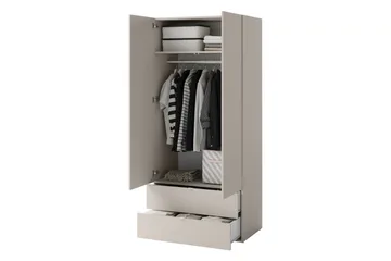 Sigmana Garderobe 90x201 cm - Lysegrå - Opbevaring - Tøjopbevaring - Garderobeskabe