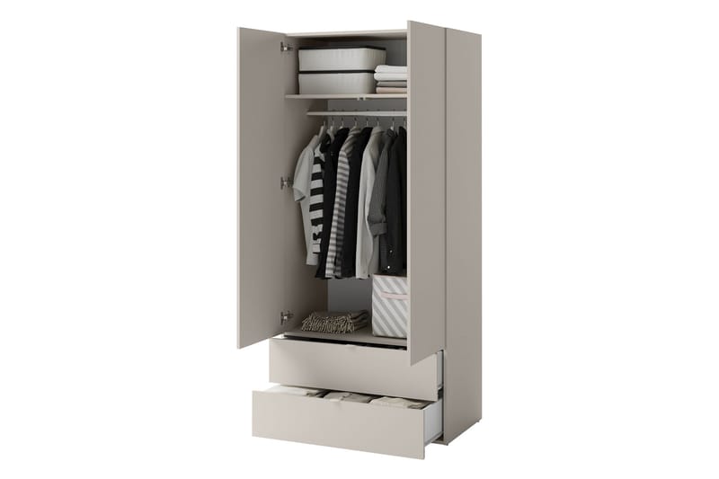 Sigmana Garderobe 90x201 cm - Lysegrå - Opbevaring - Tøjopbevaring - Garderobeskabe