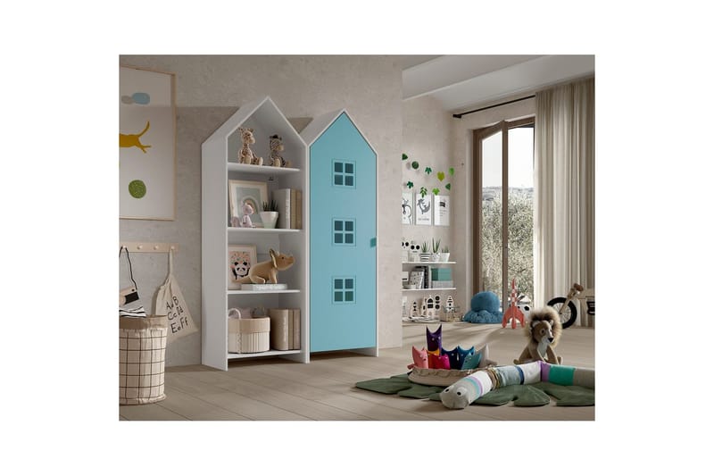 Skab Casami Brugge 2-delt med 1 Dør Blå - Blå - Opbevaring - Tøjopbevaring - Garderobeskabe - Garderobeskab & klædeskab