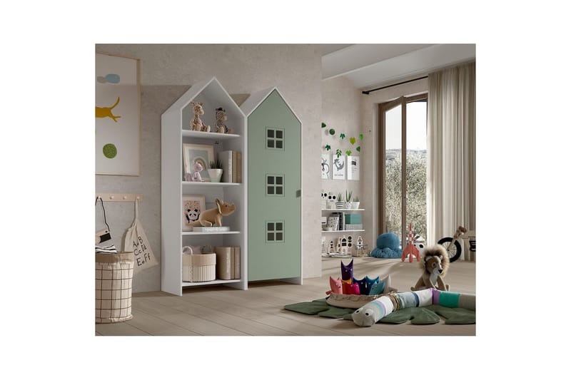 Skab Casami Brugge 2-delt med 1 Dør Grøn - Grøn - Opbevaring - Tøjopbevaring - Garderobeskabe - Garderobeskab & klædeskab