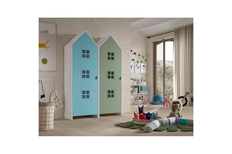 Skab Casami Brugge 2-delt med 2 Døre Blå/Grøn - Blå/Grøn - Opbevaring - Tøjopbevaring - Garderobeskabe - Garderobeskab & klædeskab