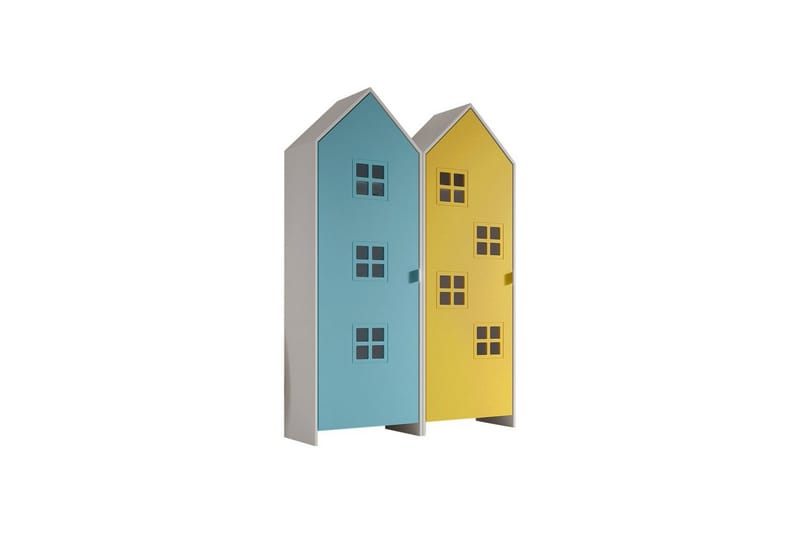 Skab Casami Brugge 2-delt med 2 Døre Gul/Blå - Gul/Blå - Opbevaring - Tøjopbevaring - Garderobeskabe - Garderobeskab & klædeskab