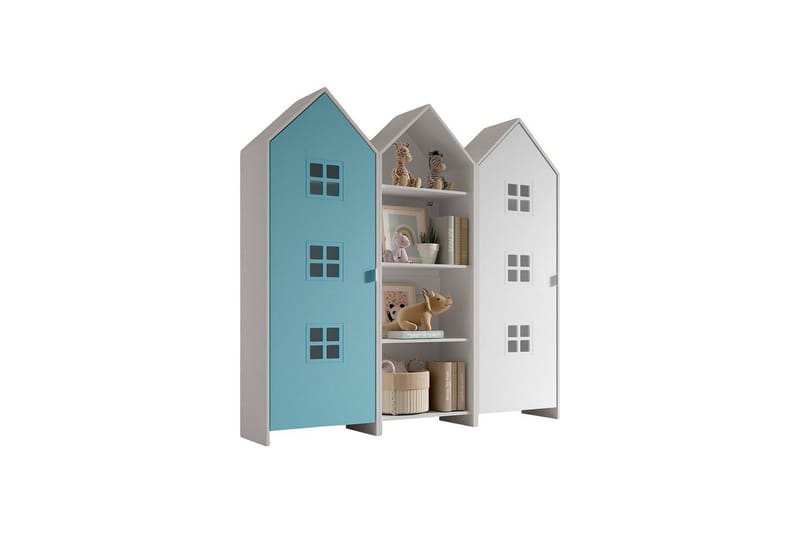 Skab Casami Brugge 3-delt med 1 Åben Skab Blå/Hvid - Blå/Hvid - Opbevaring - Tøjopbevaring - Garderobeskabe - Garderobeskab & klædeskab