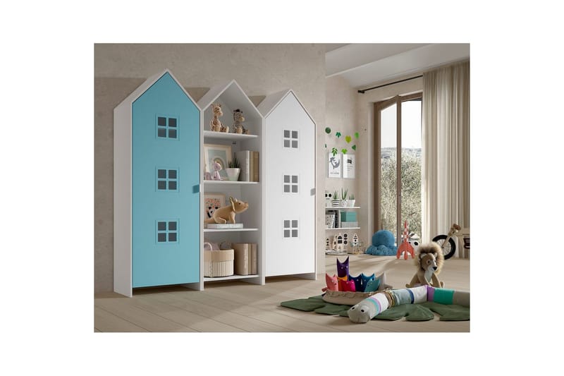 Skab Casami Brugge 3-delt med 1 Åben Skab Blå/Hvid - Blå/Hvid - Opbevaring - Tøjopbevaring - Garderobeskabe - Garderobeskab & klædeskab