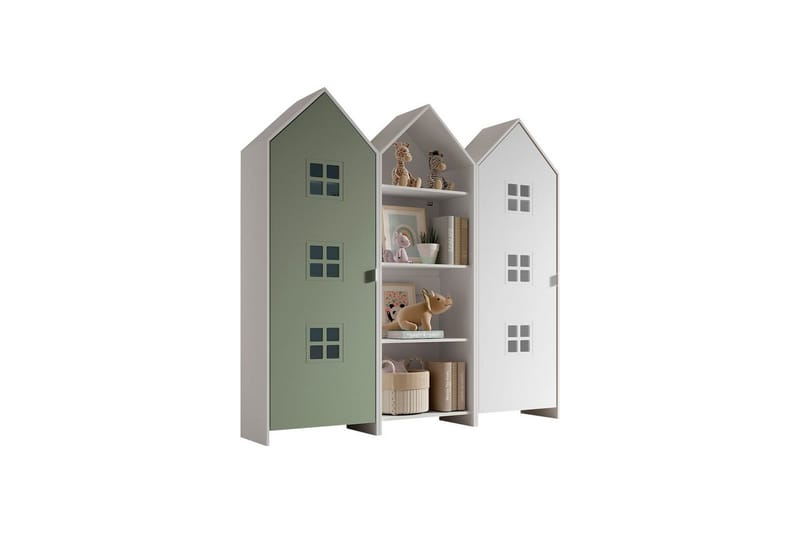 Skab Casami Brugge 3-delt med 1 Åben Skab Grøn/Hvid - Grøn/Hvid - Opbevaring - Tøjopbevaring - Garderobeskabe - Garderobeskab & klædeskab