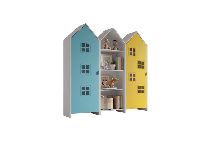 Skab Casami Brugge 3-delt med 1 Åben Skab Gul/Blå - Gul/Blå - Opbevaring - Tøjopbevaring - Garderobeskabe - Garderobeskab & klædeskab