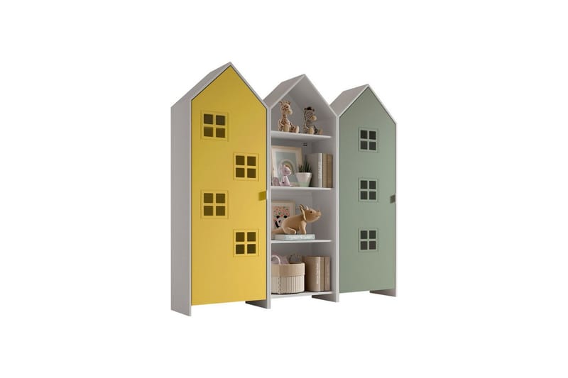 Skab Casami Brugge 3-delt med 1 Åben Skab Gul/Grøn - Gul/Grøn - Opbevaring - Tøjopbevaring - Garderobeskabe - Garderobeskab & klædeskab