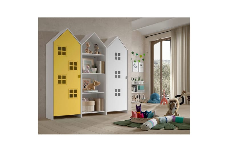 Skab Casami Brugge 3-delt med 1 Åben Skab Gul/Hvid - Gul/Hvid - Opbevaring - Tøjopbevaring - Garderobeskabe - Garderobeskab & klædeskab