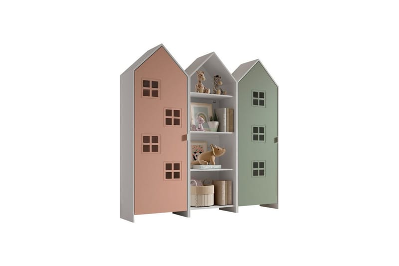 Skab Casami Brugge 3-delt med 1 Åben Skab Pink/Grøn - Pink/Grøn - Opbevaring - Tøjopbevaring - Garderobeskabe - Garderobeskab & klædeskab