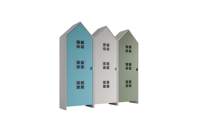 Skab Casami Brugge 3-delt med 3 Døre Hvid/Blå/Grøn - Hvid/Blå/Grøn - Opbevaring - Tøjopbevaring - Garderobeskabe - Garderobeskab & klædeskab