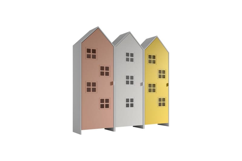 Skab Casami Brugge 3-delt med 3 Døre Hvid/Pink/Gul, Hvid/Pink/Gul