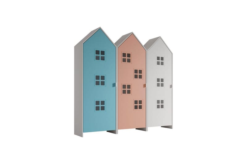 Skab Casami Brugge 3-delt med 3 Døre Pink/Blå/Hvid - Pink/Blå/Hvid - Opbevaring - Tøjopbevaring - Garderobeskabe - Garderobeskab & klædeskab