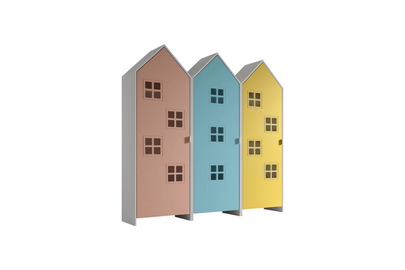 Skab Casami Brugge 3-delt med 3 Døre Pink/Blå/Gul - Pink/Blå/Gul - Opbevaring - Tøjopbevaring - Garderobeskabe - Garderobeskab & klædeskab