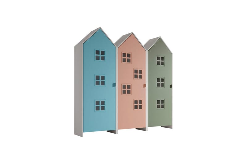Skab Casami Brugge 3-delt med 3 Døre Pink/Blå/Grøn - Pink/Blå/Grøn - Opbevaring - Tøjopbevaring - Garderobeskabe - Garderobeskab & klædeskab