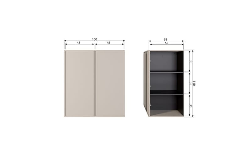 Skab Dagligt 110x100 cm, Dobbeltdøre - 110x100 cm, Dobbeltdøre - Opbevaring - Tøjopbevaring - Garderobeskabe - Garderobeskab & klædeskab