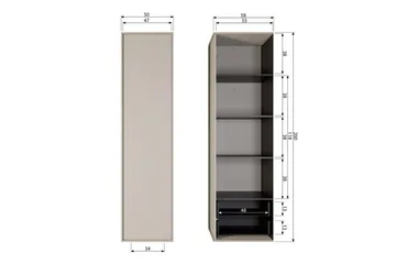 Skab Dagligt 200x50 cm, Enkelt Dør - 200x50 cm, Enkelt Dør - Opbevaring - Tøjopbevaring - Garderobeskabe - Garderobeskab & klædeskab