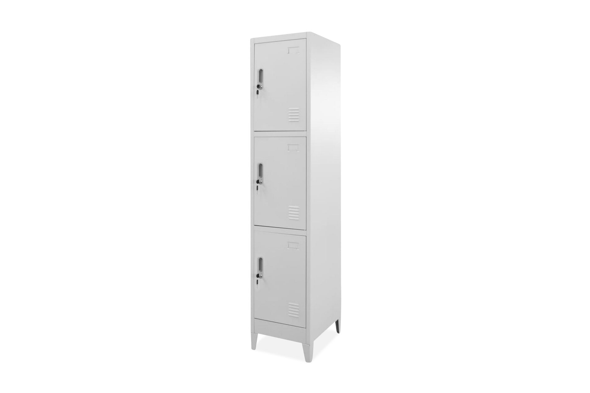 Skab Med 3 Rum Med Lås 38 X 45 X 180 Cm - Grå - Opbevaring - Tøjopbevaring - Garderobeskabe