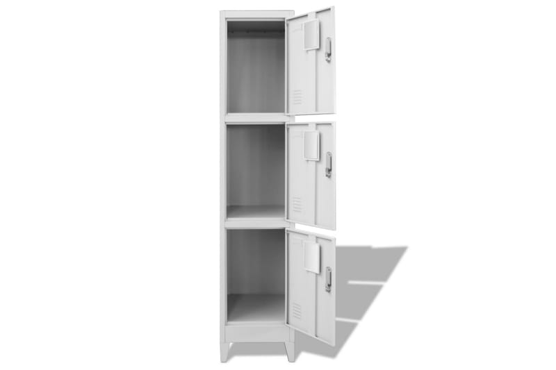 Skab Med 3 Rum Med Lås 38 X 45 X 180 Cm - Grå - Opbevaring - Tøjopbevaring - Garderobeskabe