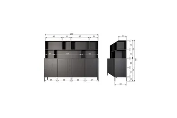 Skabstilføjelse Ny Gravure Espresso, Askefiner - Espresso, Askefiner - Opbevaring - Opbevaringsmøbler - Skænke & sideboards