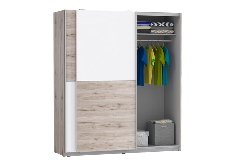 Slosser garderobe 170x191 cm - Brun / hvid - Opbevaring - Tøjopbevaring - Garderobeskabe