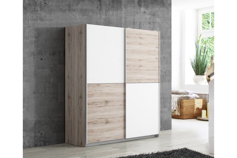 Slosser garderobe 170x191 cm - Brun / hvid - Opbevaring - Tøjopbevaring - Garderobeskabe