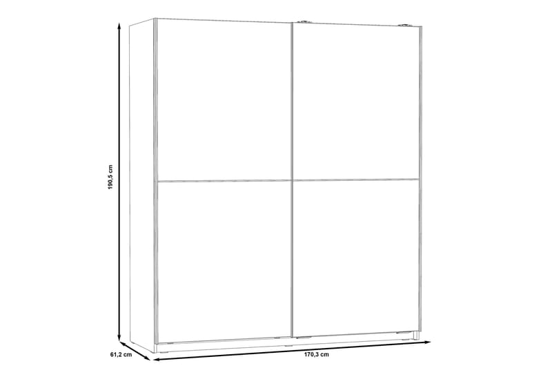 Slosser garderobe 170x191 cm - Grå - Opbevaring - Tøjopbevaring - Garderobeskabe
