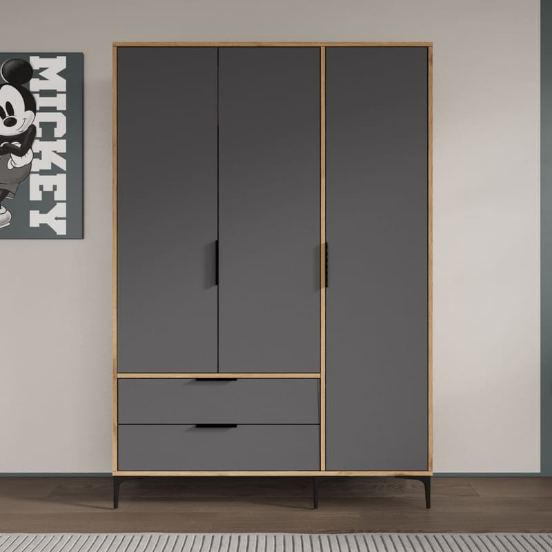 Sorav garderobe 120x192 cm - Eg / Antracit - Opbevaring - Tøjopbevaring - Garderobeskabe - Garderobeskab & klædeskab