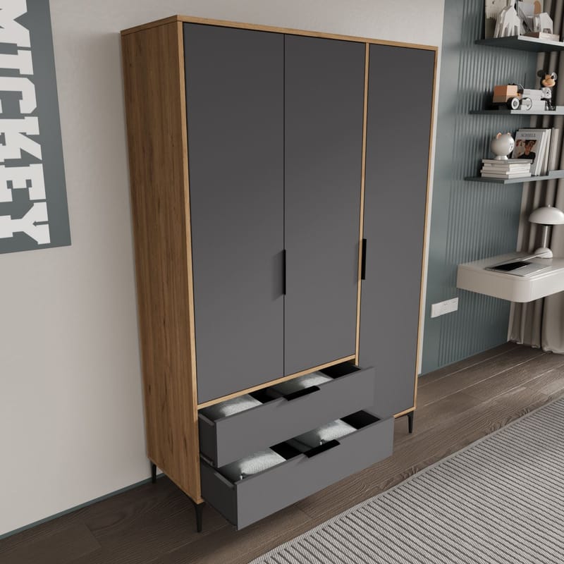 Sorav garderobe 120x192 cm - Eg / Antracit - Opbevaring - Tøjopbevaring - Garderobeskabe - Garderobeskab & klædeskab