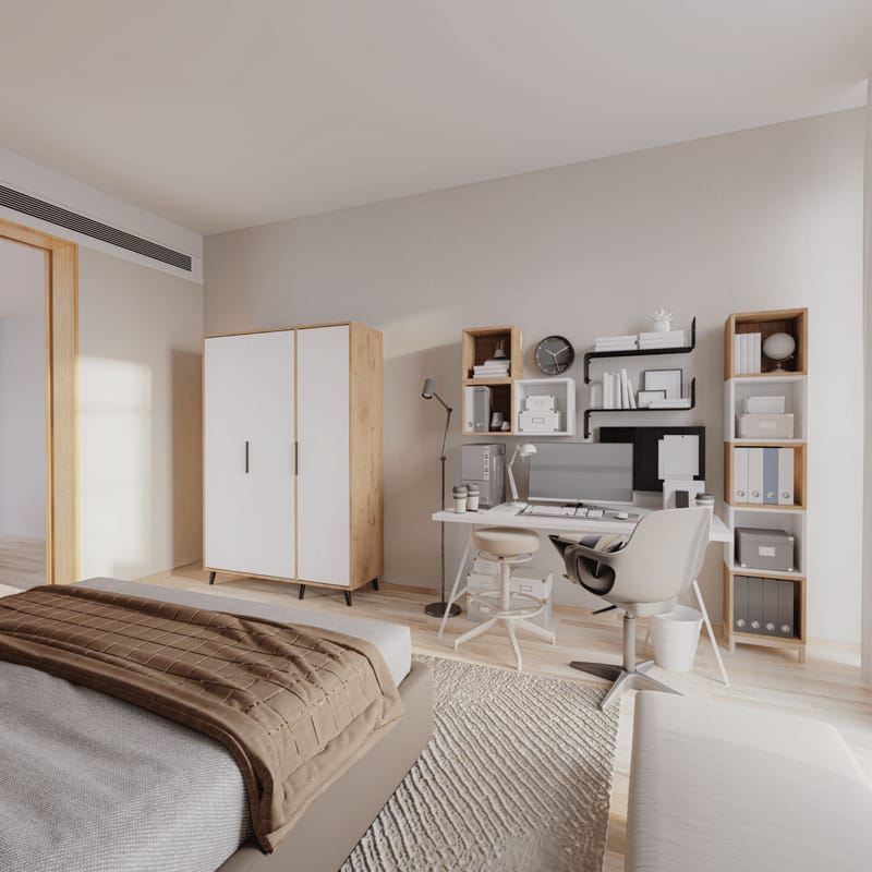 Sorav garderobe 120x192 cm - Eg / Hvid - Opbevaring - Tøjopbevaring - Garderobeskabe - Garderobeskab & klædeskab