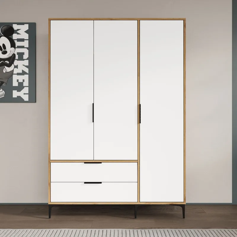 Sorav garderobe 120x192 cm - Eg / Hvid - Opbevaring - Tøjopbevaring - Garderobeskabe - Garderobeskab & klædeskab