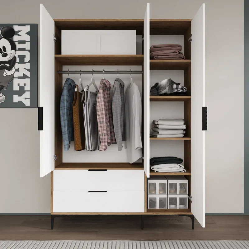 Sorav garderobe 120x192 cm - Eg / Hvid - Opbevaring - Tøjopbevaring - Garderobeskabe - Garderobeskab & klædeskab