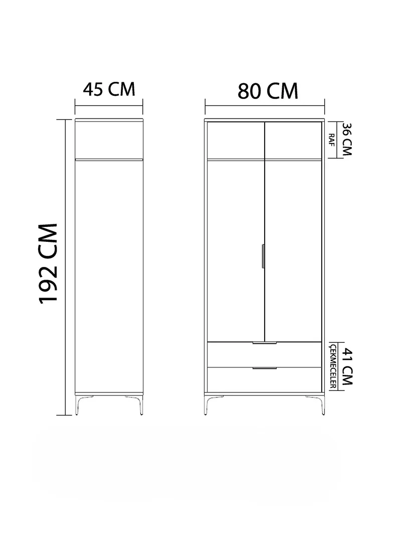 Sorav garderobe 80x192 cm - Eg / Hvid - Opbevaring - Tøjopbevaring - Garderobeskabe - Garderobeskab & klædeskab