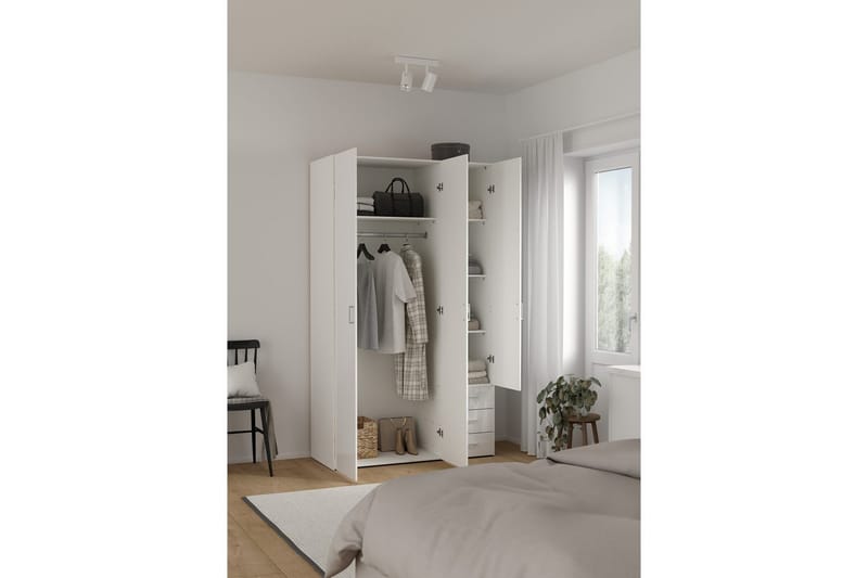 Space Garderobe 116x200 cm - Hvid - Opbevaring - Tøjopbevaring - Garderobeskabe