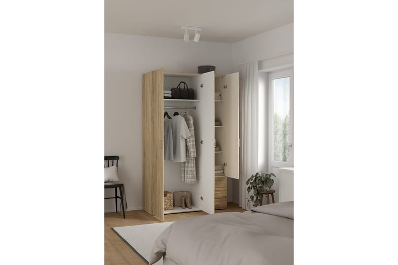 Space Garderobe 116x200 cm - Natur - Opbevaring - Tøjopbevaring - Garderobeskabe