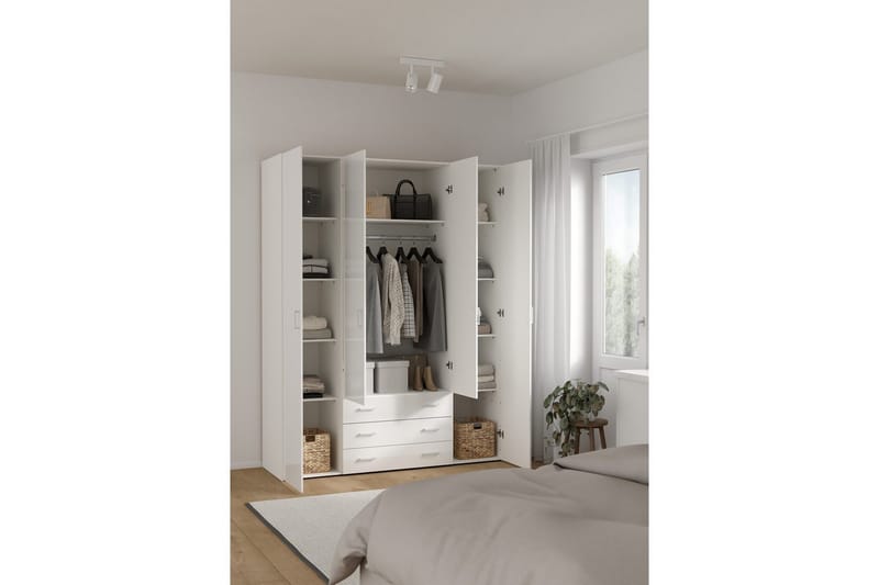 Space Garderobe 154x200 cm - Hvid - Opbevaring - Tøjopbevaring - Garderobeskabe