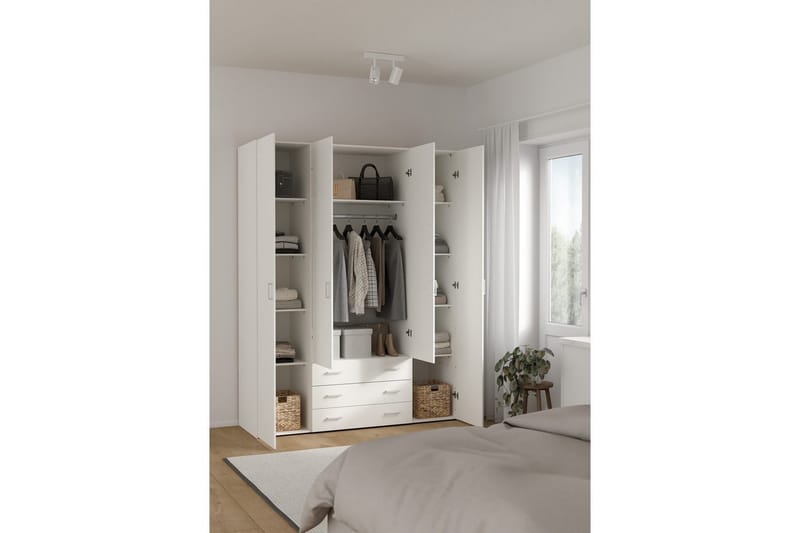 Space Garderobe 154x200 cm - Hvid - Opbevaring - Tøjopbevaring - Garderobeskabe