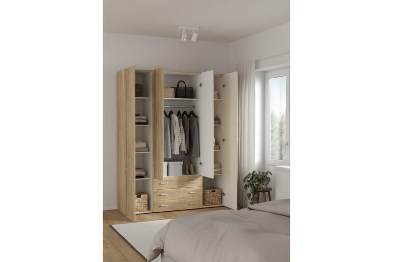 Space Garderobe 154x200 cm - Natur - Opbevaring - Tøjopbevaring - Garderobeskabe