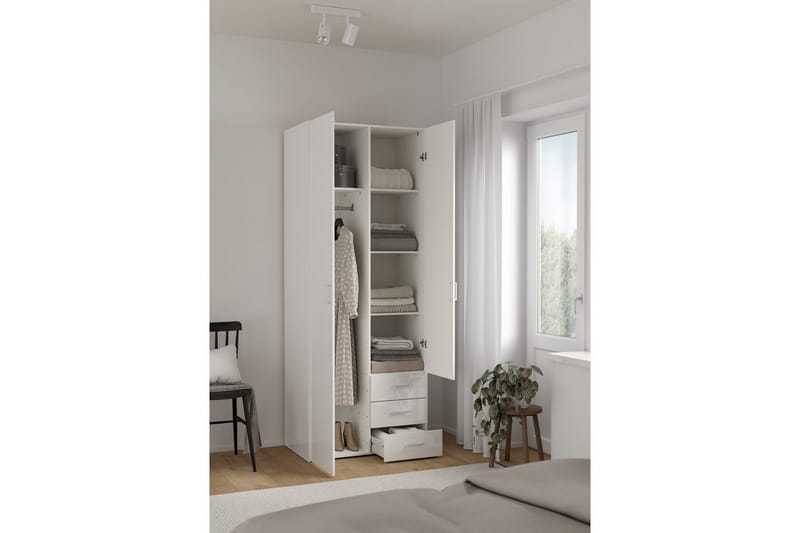 Space Garderobe 78x200 cm - Hvid - Opbevaring - Tøjopbevaring - Garderobeskabe