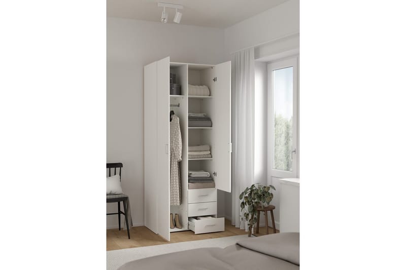 Space Garderobe 78x200 cm - Hvid - Opbevaring - Tøjopbevaring - Garderobeskabe