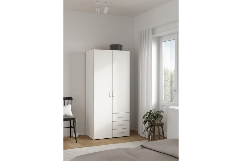 Space Garderobskab 78x175 cm - Hvid - Opbevaring - Tøjopbevaring - Garderobeskabe - Garderobeskab & klædeskab