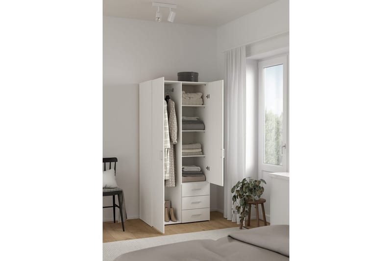 Space Garderobskab 78x175 cm - Hvid - Opbevaring - Tøjopbevaring - Garderobeskabe - Garderobeskab & klædeskab