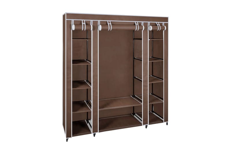 Stofklædeskab Med Rum Og Stænger 45 X 150 X176 Cm Brun - Brun - Opbevaring - Tøjopbevaring - Garderobeskabe