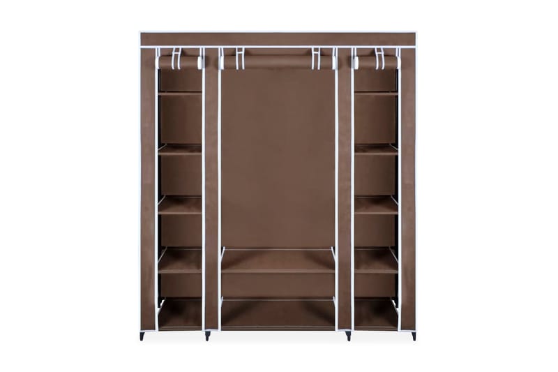Stofklædeskab Med Rum Og Stænger 45 X 150 X176 Cm Brun - Brun - Opbevaring - Tøjopbevaring - Garderobeskabe
