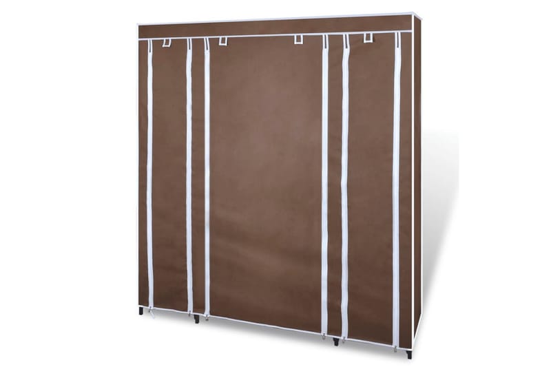 Stofklædeskab Med Rum Og Stænger 45 X 150 X176 Cm Brun - Brun - Opbevaring - Tøjopbevaring - Garderobeskabe
