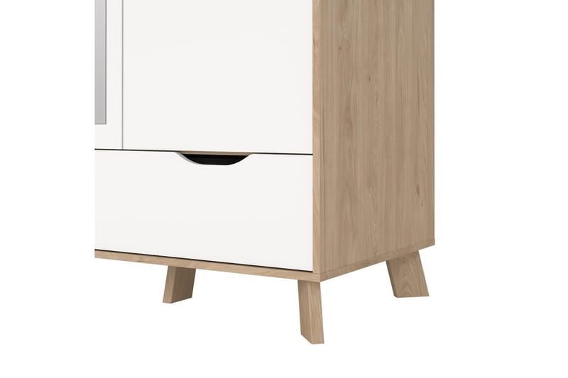 Sumita Garderobe med Spejl 147x201 cm - Hvid/Natur - Opbevaring - Tøjopbevaring - Garderobeskabe