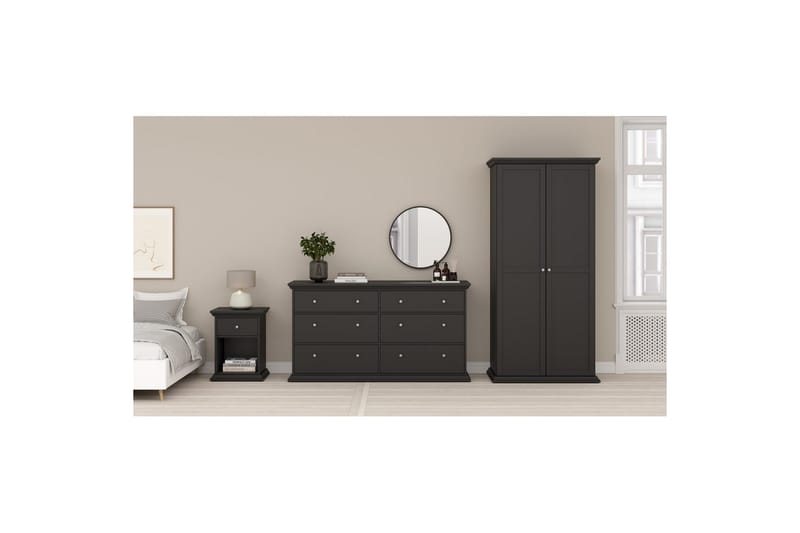 Suneta Garderobe 96x200 cm - Sort - Opbevaring - Tøjopbevaring - Garderobeskabe