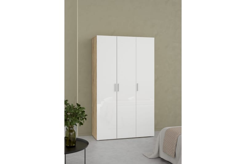 Suntia Garderobe 118x201 cm - Hvid/Natur - Opbevaring - Tøjopbevaring - Garderobeskabe